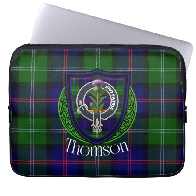Thomson Scottish Clan Tartan and Crest  Laptopschutzhülle (Vorderseite)