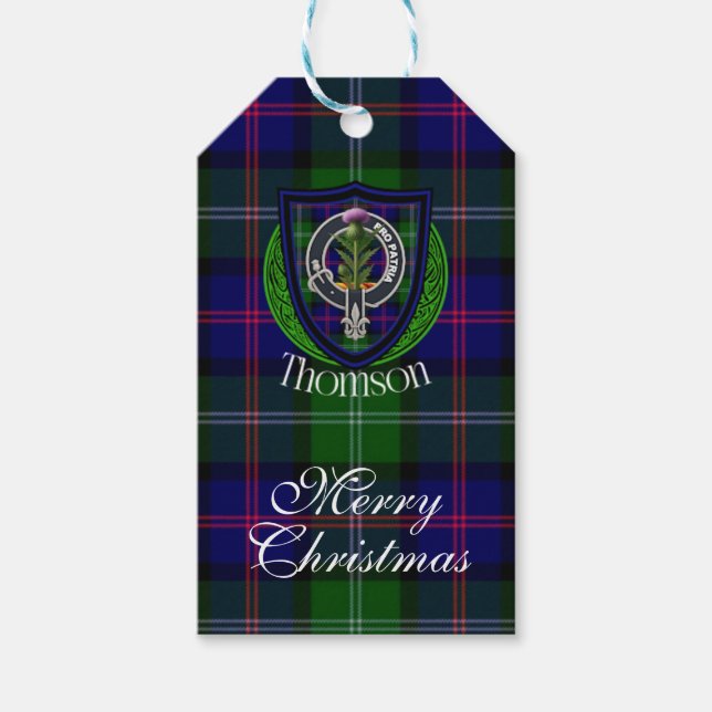 Thomson Scottish Clan Tartan & Crest Geschenkanhänger (Vorderseite)