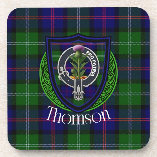 Thomson Scottish Clan Tartan & Crest Getränkeuntersetzer (Vorderseite)