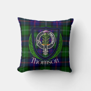 Thomson Scottish Clan Tartan & Wappen Kissen