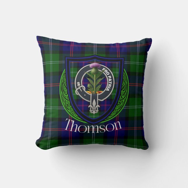 Thomson Scottish Clan Tartan & Wappen Kissen (Vorderseite)
