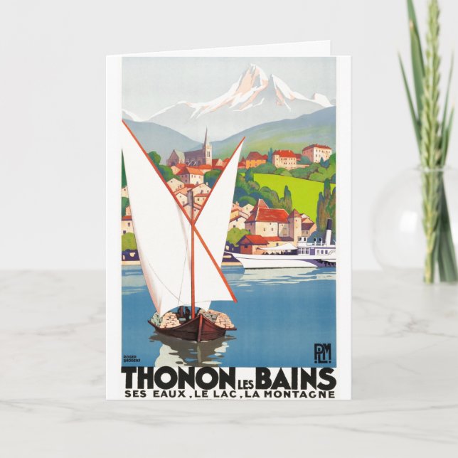 Thonon Les Bains Französisch Reisen Europa Vintag Karte (Vorderseite)