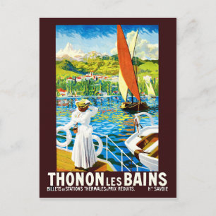 Thonon, Les Bains, Frau auf Yacht, Frankreich Postkarte