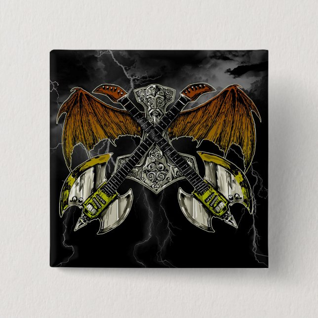 Thor-Hammer der Gott-Gitarren Button (Vorderseite)