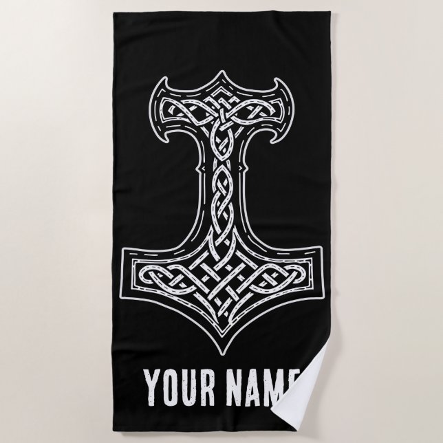 Thor Hammer Mjolnir Knot Strandtuch (Vorderseite)