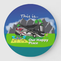 Thor Palazzo Red Wall Clock Happy Place RV Dekorat