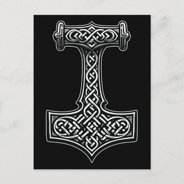 Thor’s Hammer Wall Art – Norse Knotwork Statement Postkarte (Vorderseite)