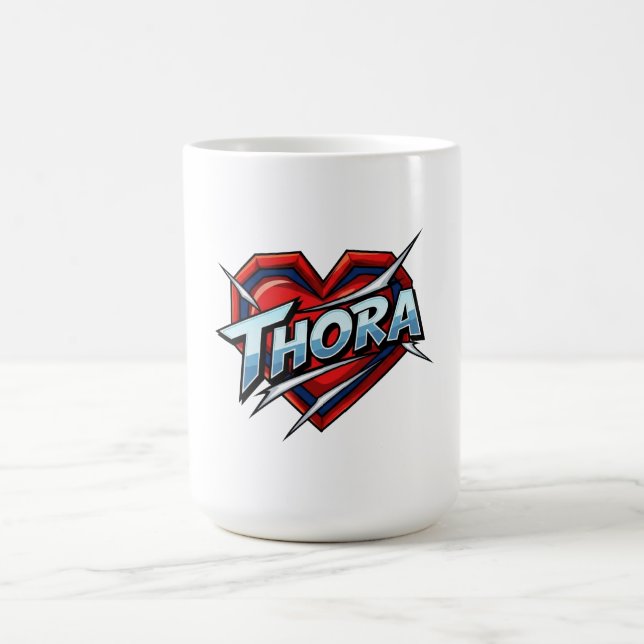 Thora Comic Pop Art Herz Name Kaffeetasse (Mittel)