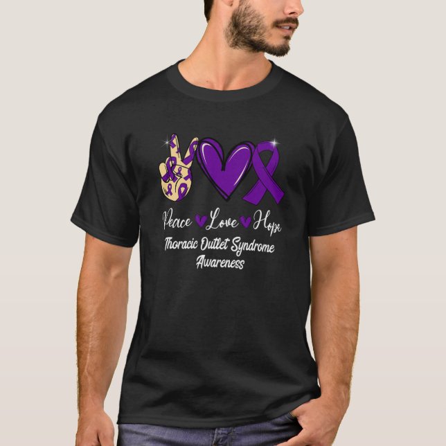 Thoracic Outlet Syndrom TOS Peace Liebe Hope Purpl T-Shirt (Vorderseite)