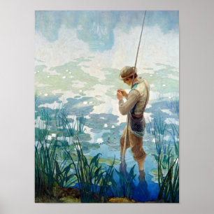 Thoreau Angeln am Waldensee bei N. C. Wyeth Poster