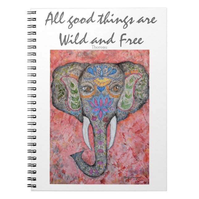 Thoreau Inspirations-Elefant-Kunst-gewundenes Notizblock (Vorderseite)