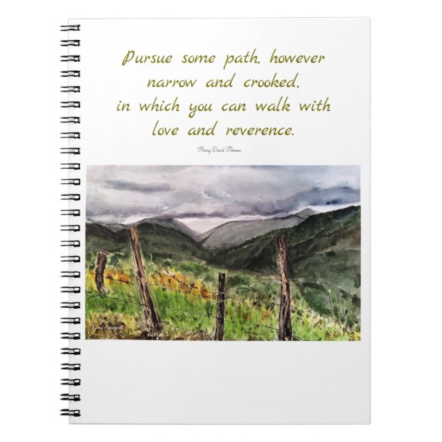 Thoreau Leben-Zitat-Landschaftskunst-gewundenes Notizblock (Vorderseite)