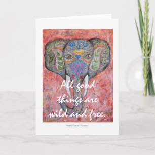 Thoreau Poetry Painted Elephant Art Grußkarte Karte