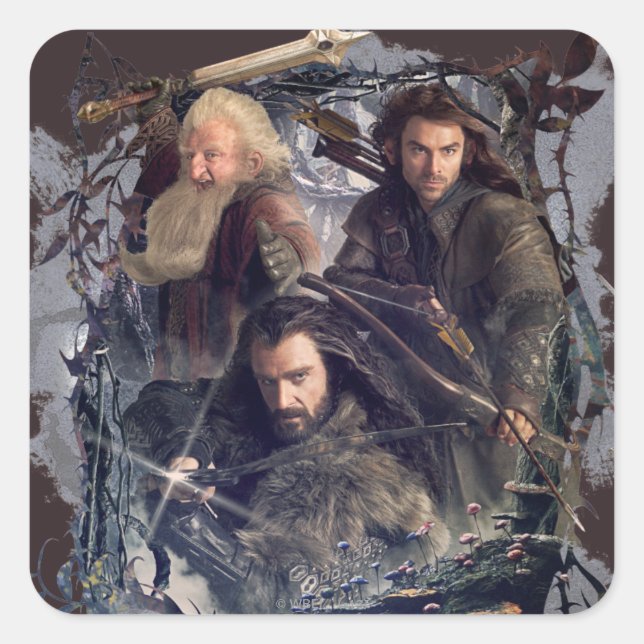 Thorin, Kili und Balin Graphic Quadratischer Aufkleber (Vorderseite)