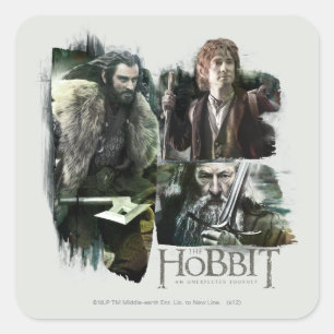 THORIN OAKENSHIELD™, BILBO BAGGINS™ & Gandalf Art Quadratischer Aufkleber