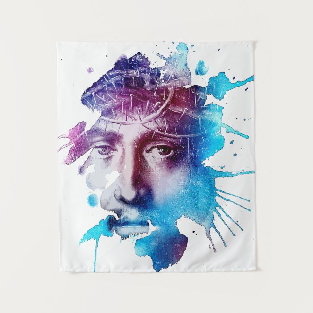 Thorn Crown Jesus Christus Abstrakte Kunst Wandteppich (Vorderseite)