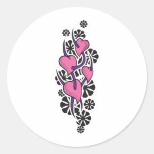 Thorns and Hearts Tattoo Design Runder Aufkleber