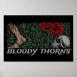 Thorns Skull Rose fühlen mittelalterlich farbene B Poster