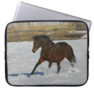Thoroughbred-Pferd, das in den Schnee läuft Laptopschutzhülle