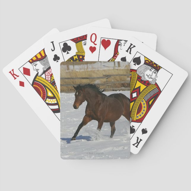 Thoroughbred-Pferd, das in den Schnee läuft Spielkarten (Rückseite)