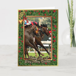 Thoroughbred-Rennpferd-Raum-Weihnachtskarte Feiertagskarte