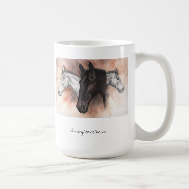 Thoroughbredpferde im Bleistift und in der Tasse (Rechts)