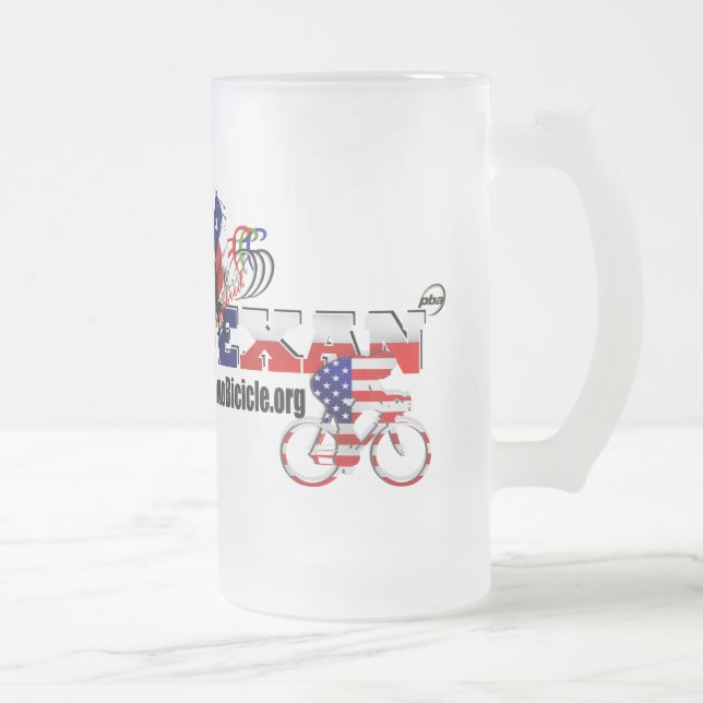 Thoroughbredtexan-Radfahrer-Glasbier-Tasse Mattglas Bierglas (Rechts)
