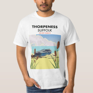 Thorpeness Suffolk Vintage-Strandposter. Zwei-Töne T-Shirt
