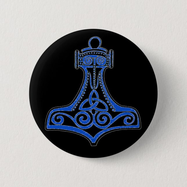 Thors-Hammer-Blau Button (Vorderseite)