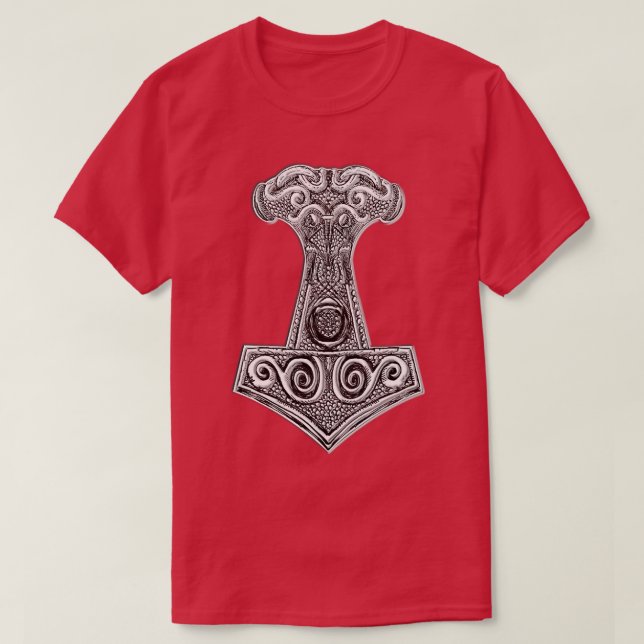 Thors Hammer Mjolnir Viking Norse Mythology T-Shirt (Design vorne)