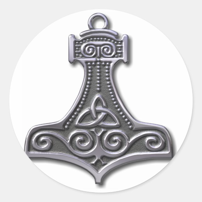 Thor's Hammer-silber Runder Aufkleber (Vorderseite)