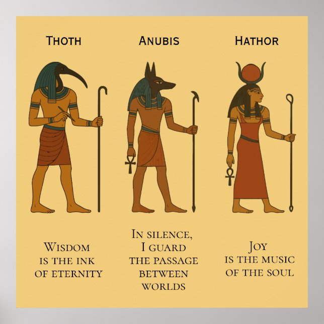 Thoth, Anubis & Hathor - Altägyptische Gottheit Poster (Vorne)