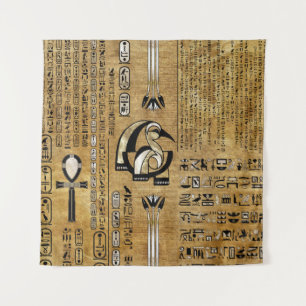 Thoth - Djhuty Egytian Gott- Gold und Perle Wandteppich