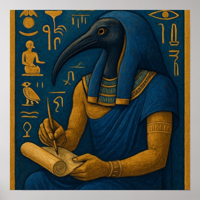 Thoth God Poster - Alte ägyptische Weisheitskunst (Vorne)
