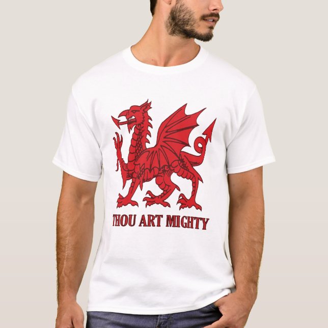Thou Art Mighty Red Dragon Welsh Rugby T-Shirt (Vorderseite)