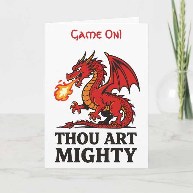 Thou Art Mighty Red Dragon With Fire Breath Karte (Vorderseite)