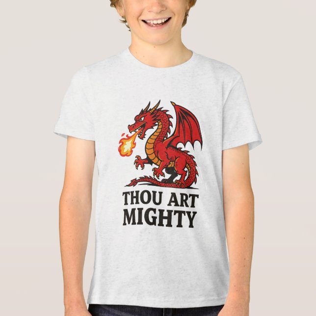 Thou Art Mighty Red Dragon With Fire Breath Tri-Blend Shirt (Vorderseite)