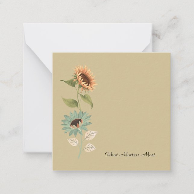 Thoughtful Floral Sunflower Flat Note Card Mitteilungskarte (Vorderseite)