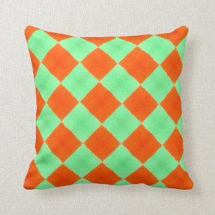 THP - 067 - grüne und orange Quadrate Kissen