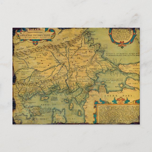 Thraciae Veteris Typvs Map von Abraham Ortelius Postkarte (Vorderseite)