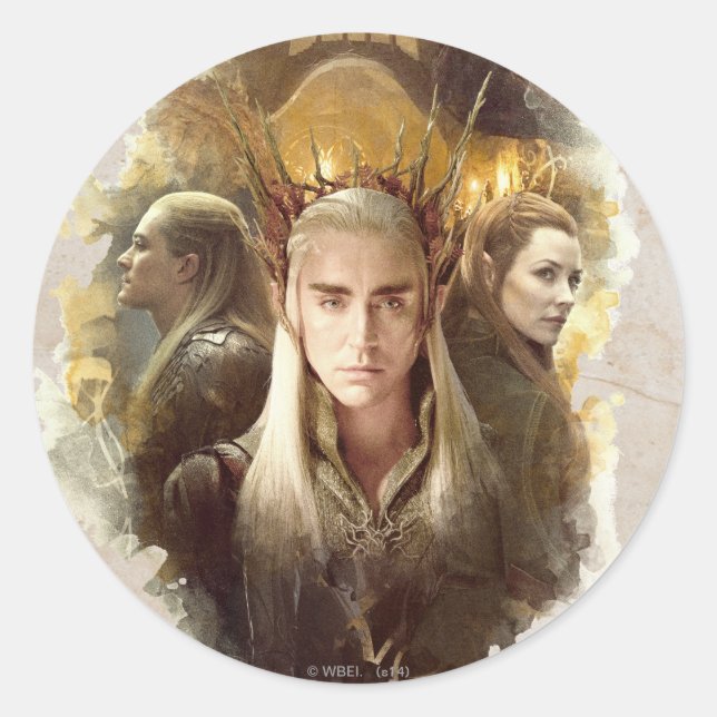 Thranduil, LEGOLAS GREENLEAF™, & TAURIEL™ Graphic Runder Aufkleber (Vorderseite)