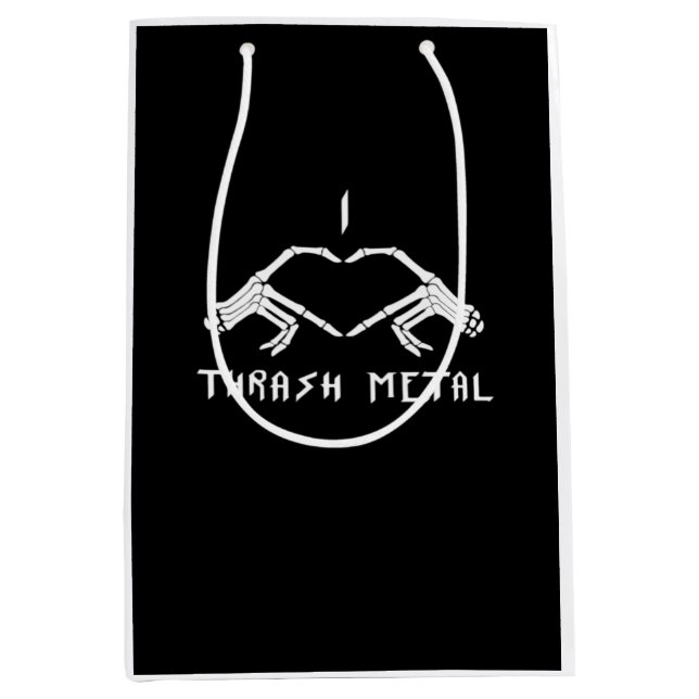 Thrash Skeleton Hands Heart Classic Mittlere Geschenktüte (Vorderseite)