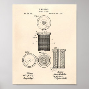 Thread Spool 1877 Patent Art Old Peper Poster