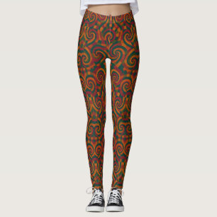 Threaded Trip psychedelisches Spiral-Patchwork Leggings