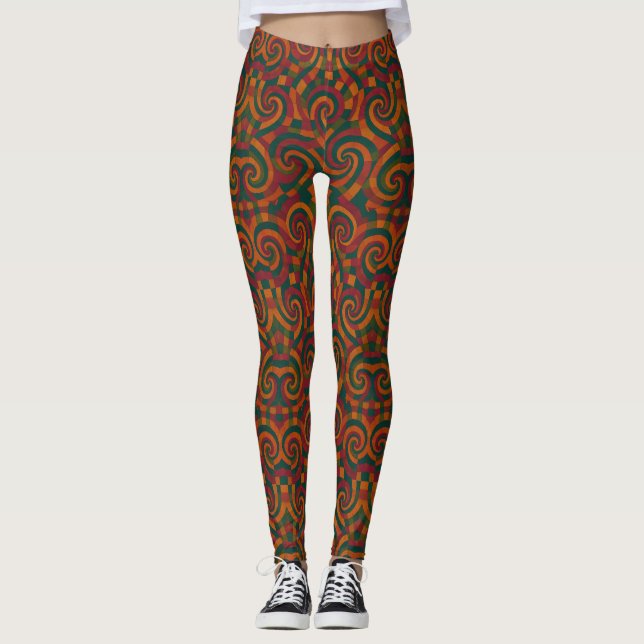 Threaded Trip | psychedelisches Spiral-Patchwork Leggings (Vorderseite)