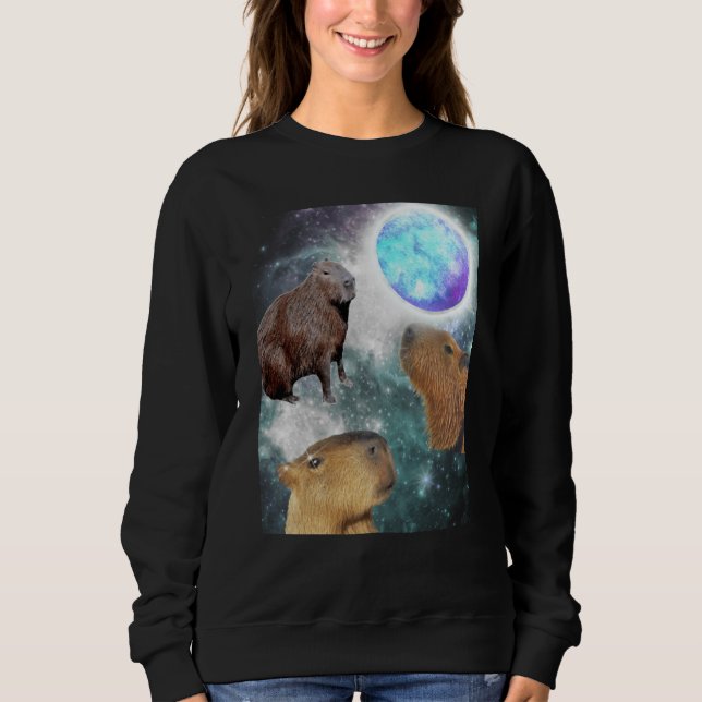 Three 3 Moon Capybaras Space Rodent Animal Parody  Sweatshirt (Vorderseite)
