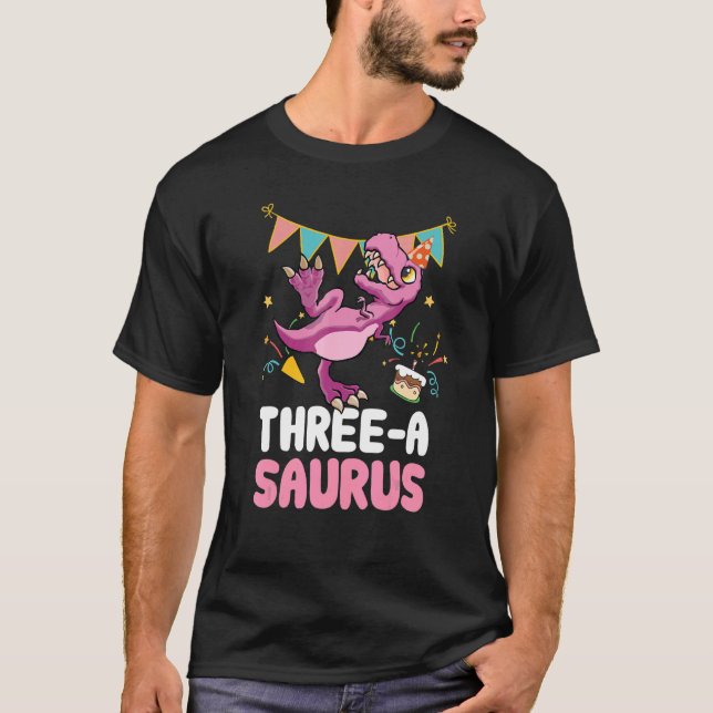 Three A Saurus Dinosaurier Niedlich Kiddo Rex 3 T-Shirt (Vorderseite)