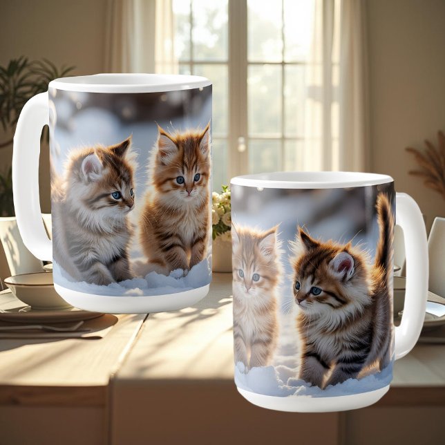 Three adorable kittens playing in the snow, cute kaffeetasse (Von Creator hochgeladen)