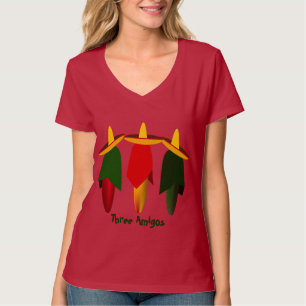 Three Amigo Hot Paprikaschoten Ladys Red T - Shirt