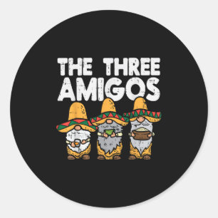 Three Amigos Mexican Gnomes Niedlich Cinco De Mayo Runder Aufkleber